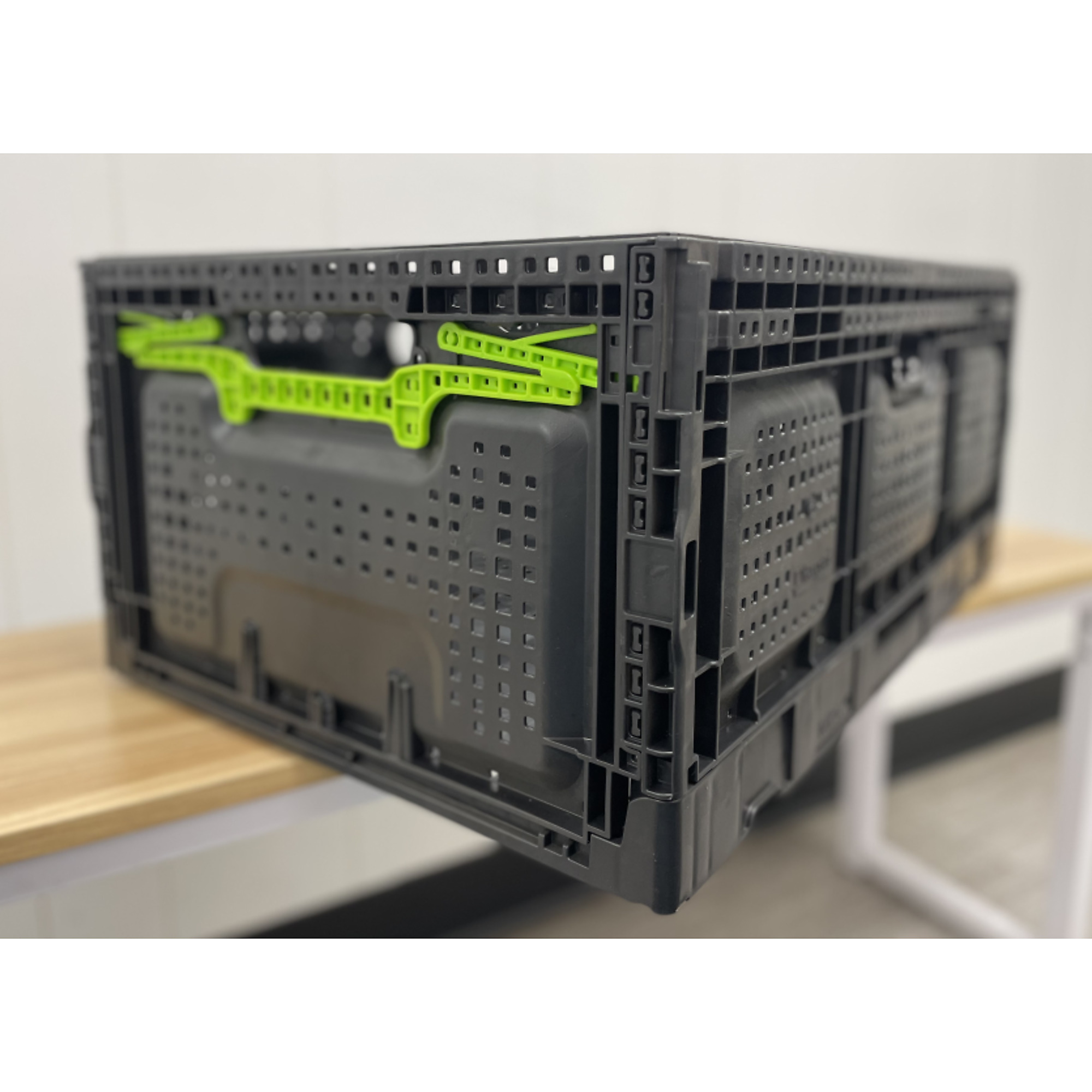 Picture of Plasgad Collapsible Folding Plastic Storage Crate with Locks, 265-Lb ...